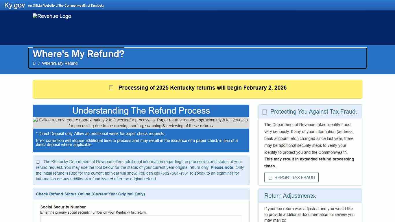 Where's My Refund? - Kentucky Department of Revenue